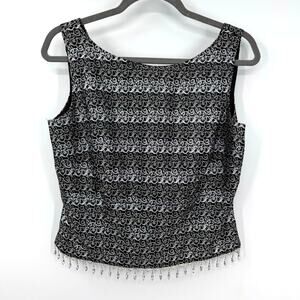 VTG Cachet Y2K Metallic Beaded Top Size 10 Black Silver Fairy Glam Whimsigoth